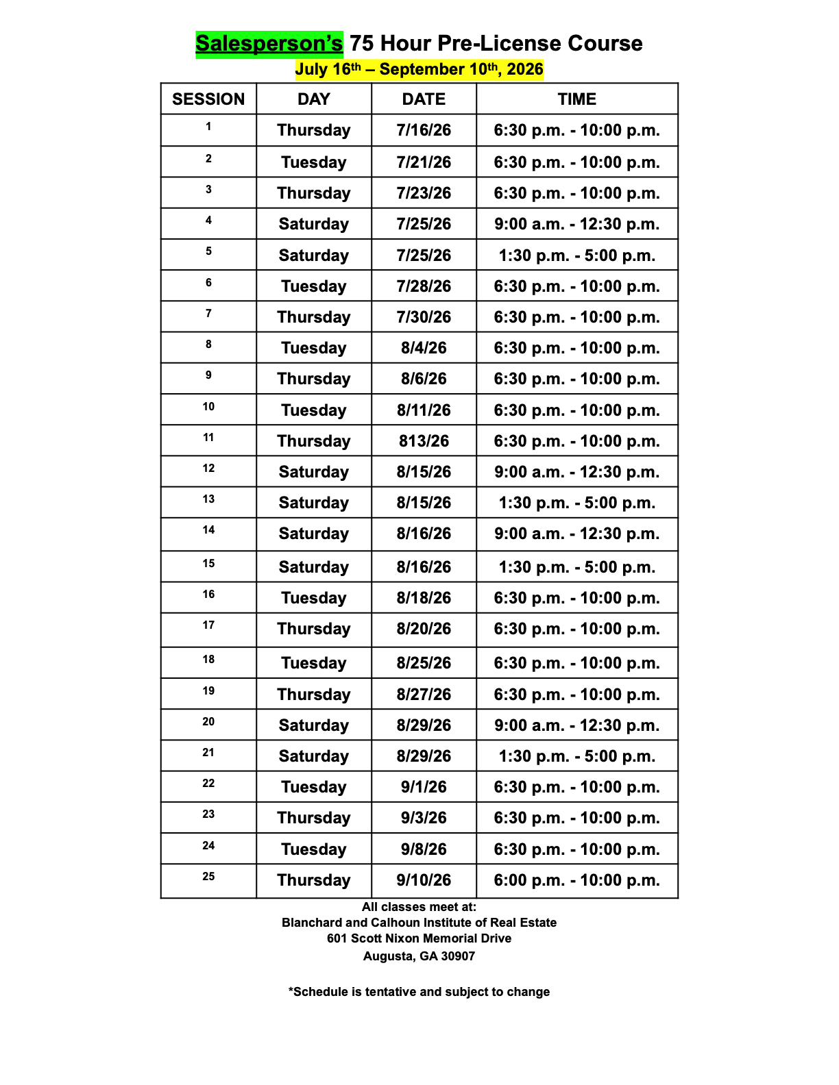 July Prelicense Course
